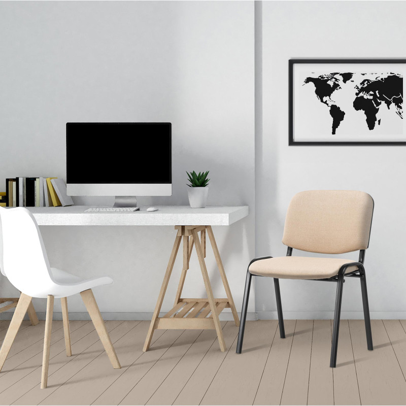 Chaise visiteur Ken en tissu | crème