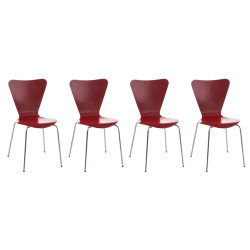 Ensemble de 4 chaises visiteurs Calisto | rouge