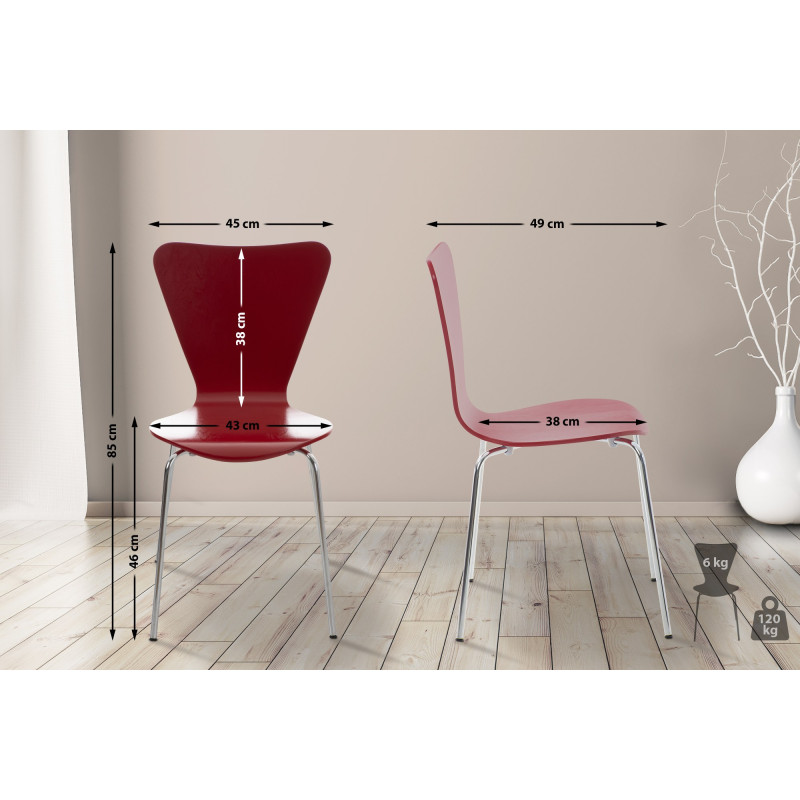 Ensemble de 4 chaises visiteurs Calisto | rouge