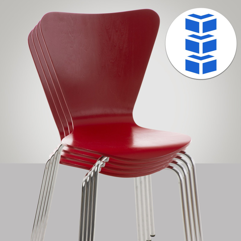 Ensemble de 4 chaises visiteurs Calisto | rouge