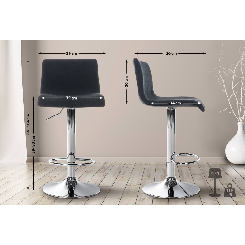 Tabouret de bar Hoover tissu C noir