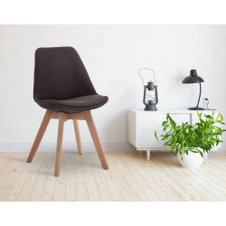 Chaise visiteur Borneo V2 en tissu Natura | gris foncé