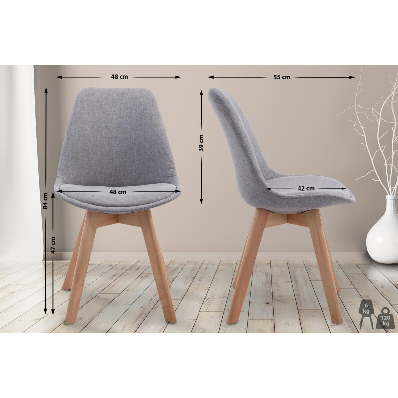 Chaise visiteur Borneo V2 en tissu Natura | gris