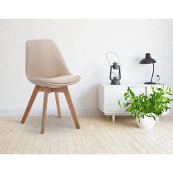Chaise visiteur Borneo V2 en tissu Natura | crème
