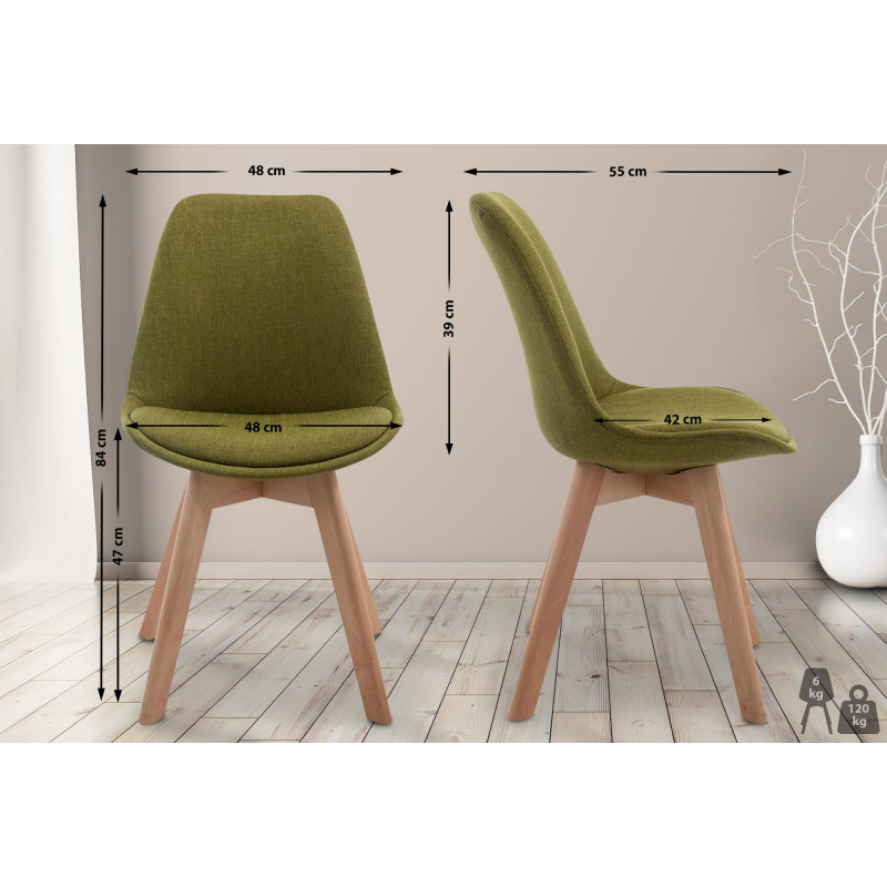 Chaise visiteur Borneo V2 en tissu Natura | vert