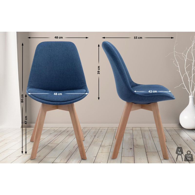 Chaise visiteur Borneo V2 en tissu Natura | bleu