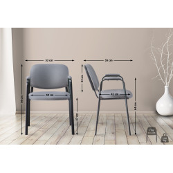 Chaise visiteur Ken PRO en tissu | gris