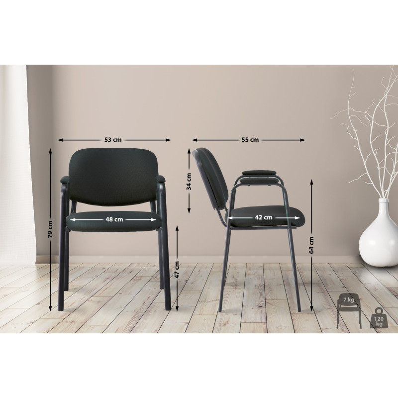 Chaise visiteur Ken PRO en tissu | noir