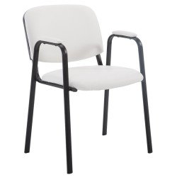 Chaise visiteur Ken PRO en cuir artificiel | blanc