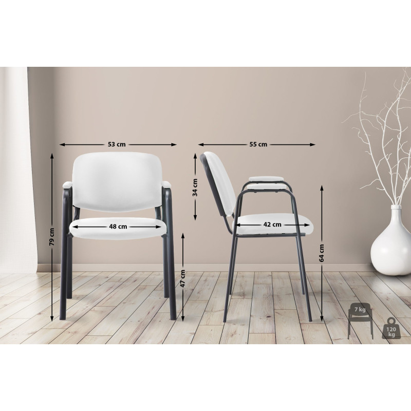 Chaise visiteur Ken PRO en cuir artificiel | blanc