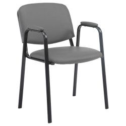 Chaise visiteur Ken PRO en cuir artificiel | gris