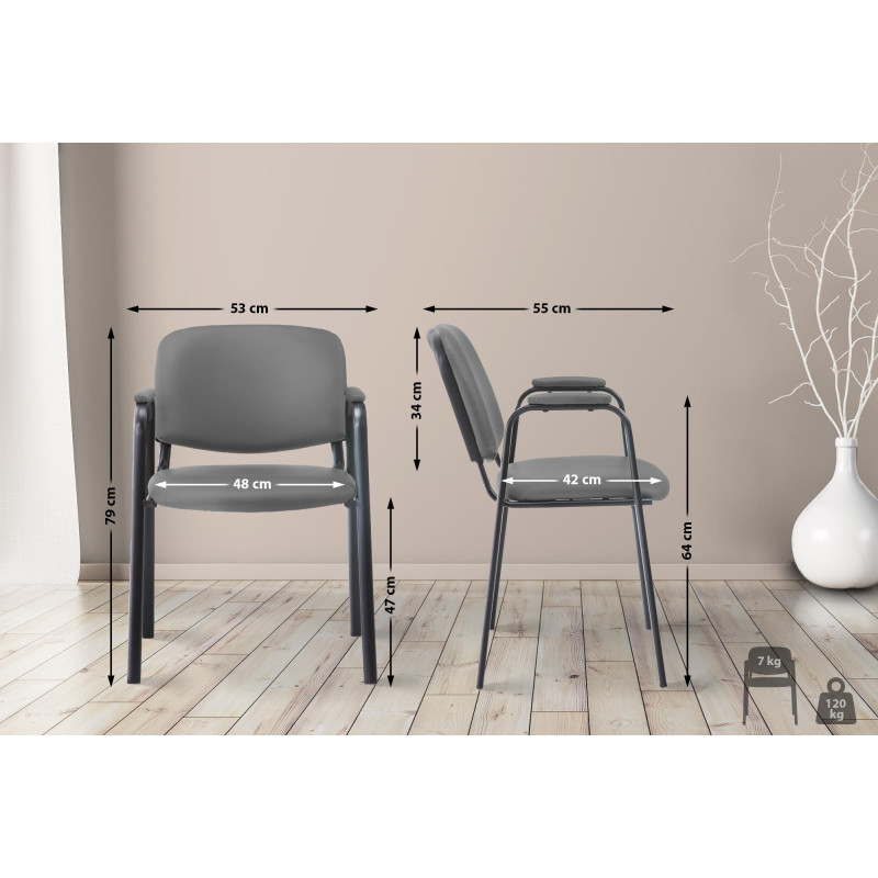 Chaise visiteur Ken PRO en cuir artificiel | gris