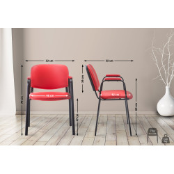 Chaise visiteur Ken PRO en cuir artificiel | rouge