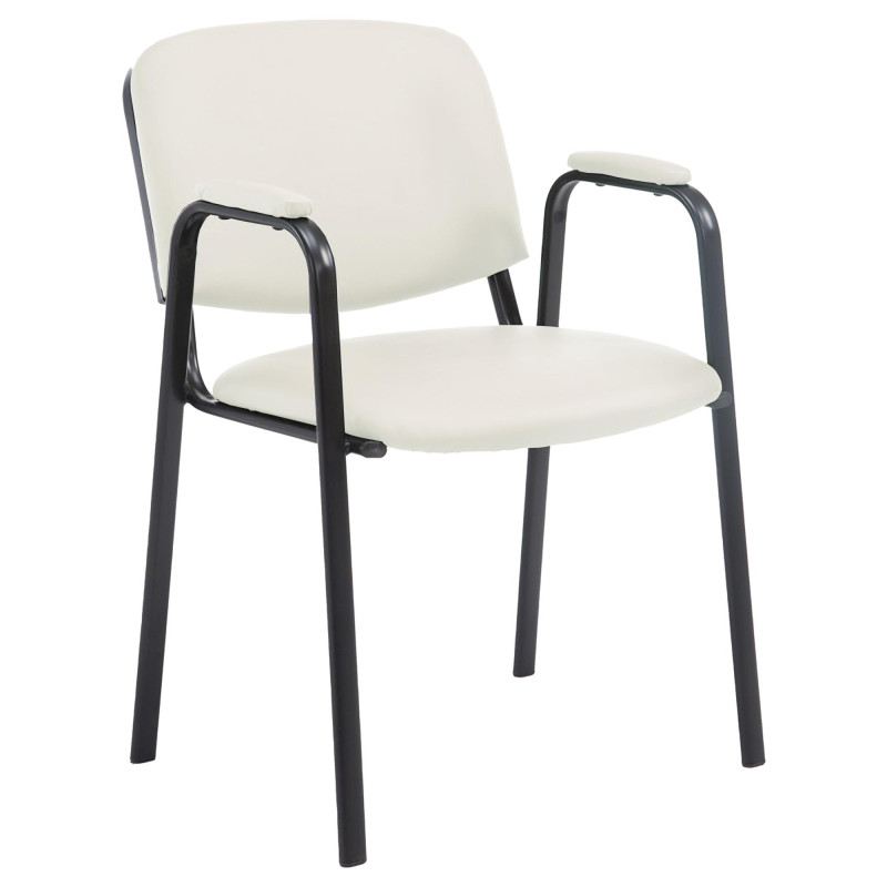 Chaise visiteur Ken PRO en cuir artificiel | crème