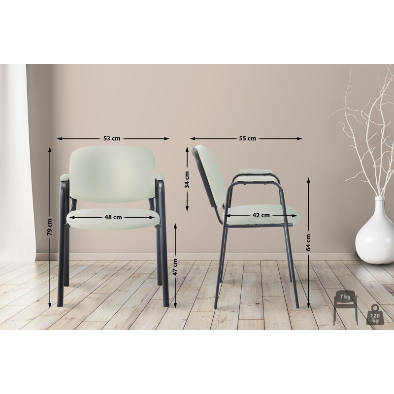 Chaise visiteur Ken PRO en cuir artificiel | crème