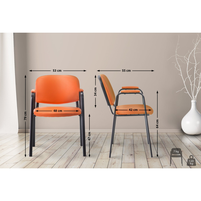 Chaise visiteur Ken PRO en cuir artificiel | orange