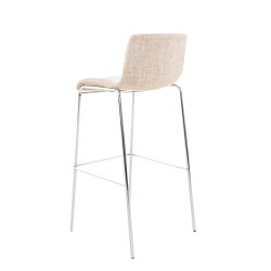 Tabouret de bar Hoover tissu 4 pieds structure chromée crème