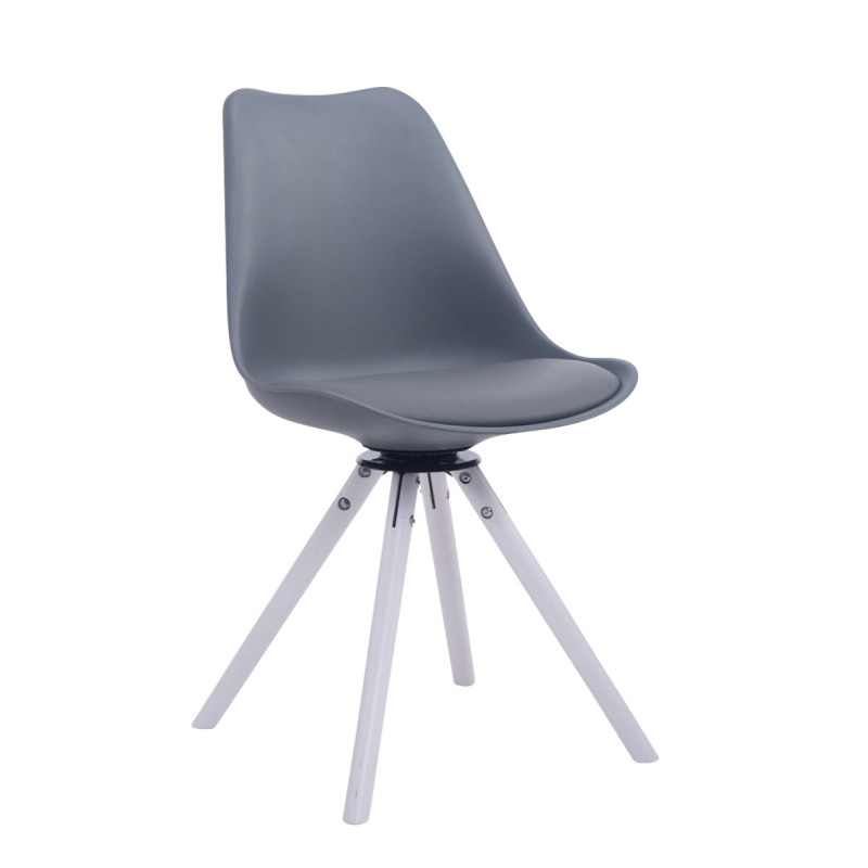 Chaise visiteur Troyes pivotante blanche ronde | gris