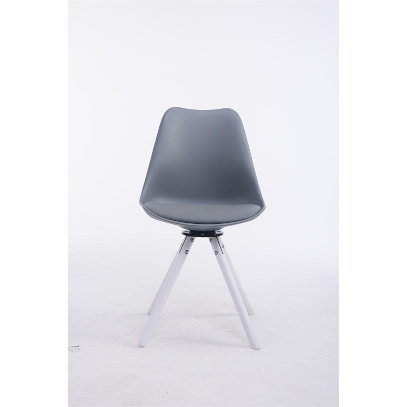 Chaise visiteur Troyes pivotante blanche ronde | gris