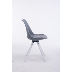 Chaise visiteur Troyes pivotante blanche ronde | gris