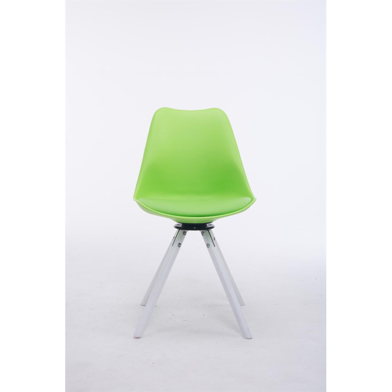 Chaise visiteur Troyes pivotante blanche ronde | vert