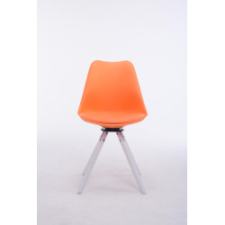 Chaise visiteur Troyes pivotante blanche ronde | orange