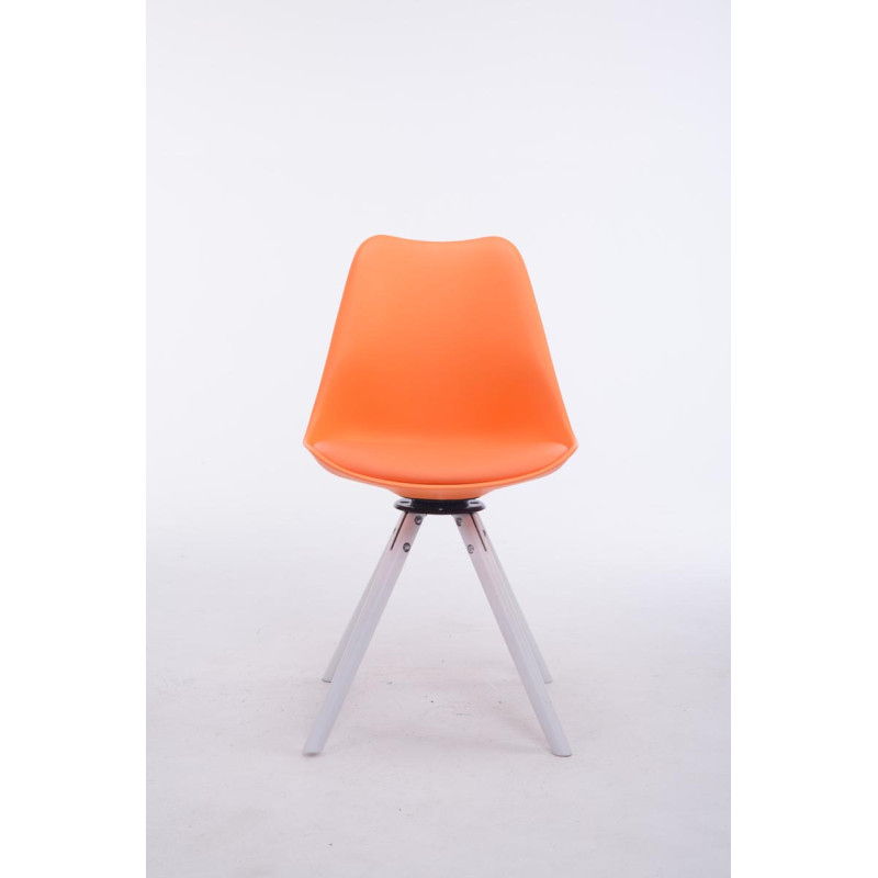 Chaise visiteur Troyes pivotante blanche ronde | orange