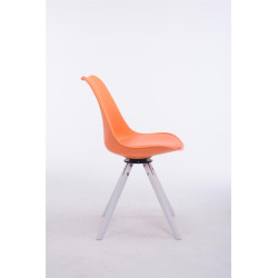 Chaise visiteur Troyes pivotante blanche ronde | orange