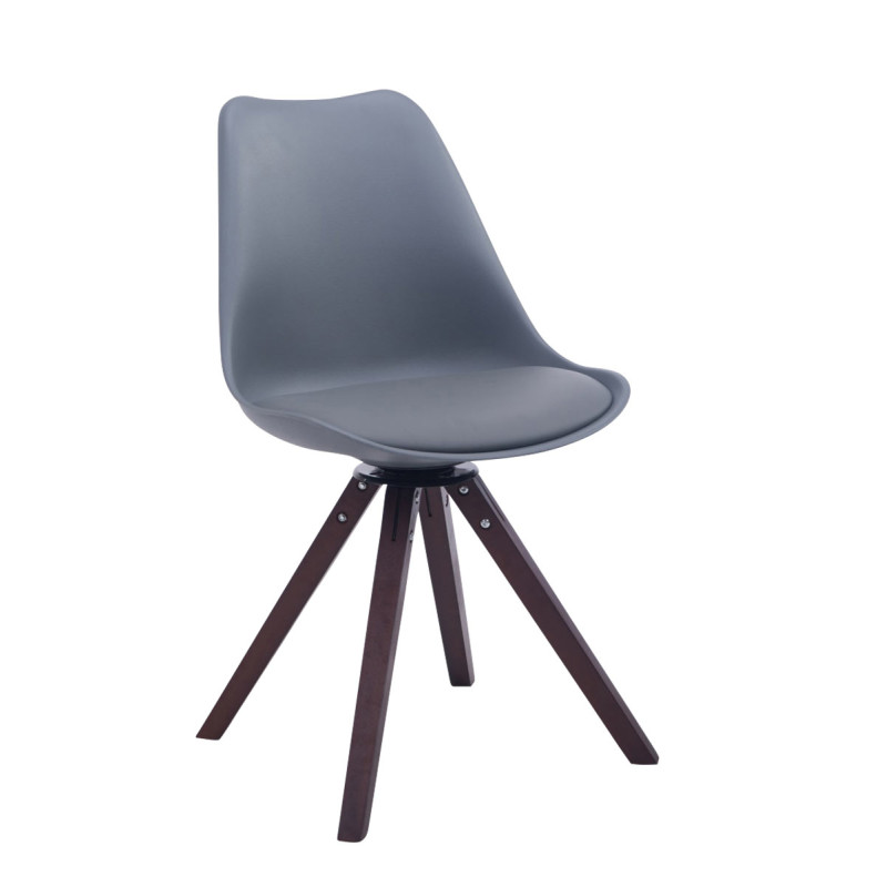Chaise visiteur Troyes pivotante en noyer carrée | gris