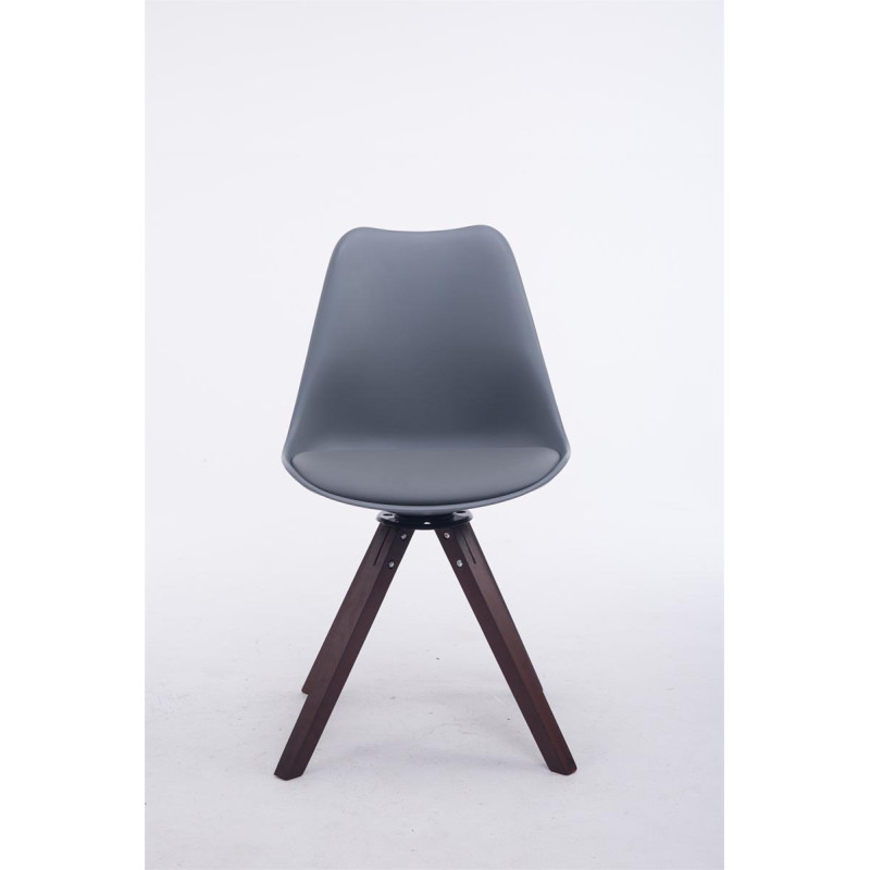 Chaise visiteur Troyes pivotante en noyer carrée | gris