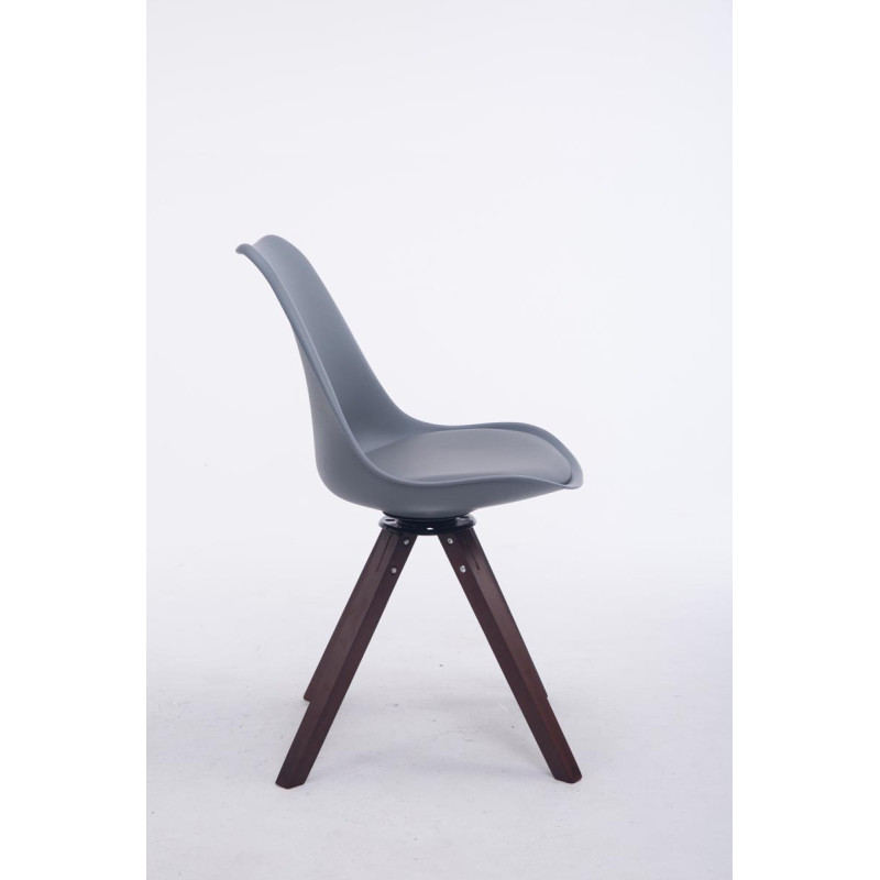 Chaise visiteur Troyes pivotante en noyer carrée | gris