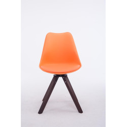 Chaise visiteur Troyes pivotante en noyer carrée | orange