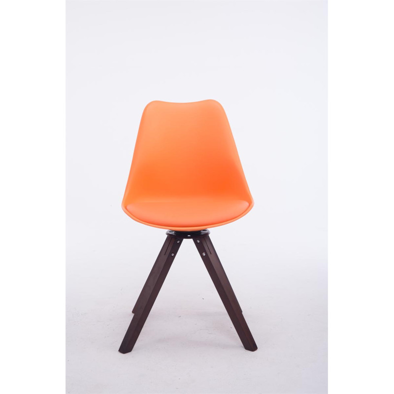 Chaise visiteur Troyes pivotante en noyer carrée | orange