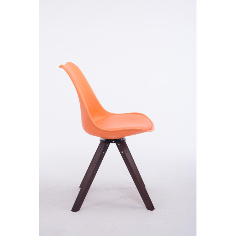 Chaise visiteur Troyes pivotante en noyer carrée | orange