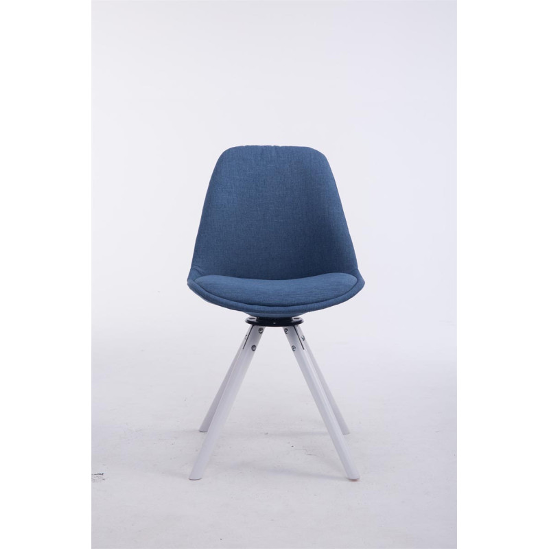 Chaise visiteur Troyes pivotante en tissu blanc ronde | bleu