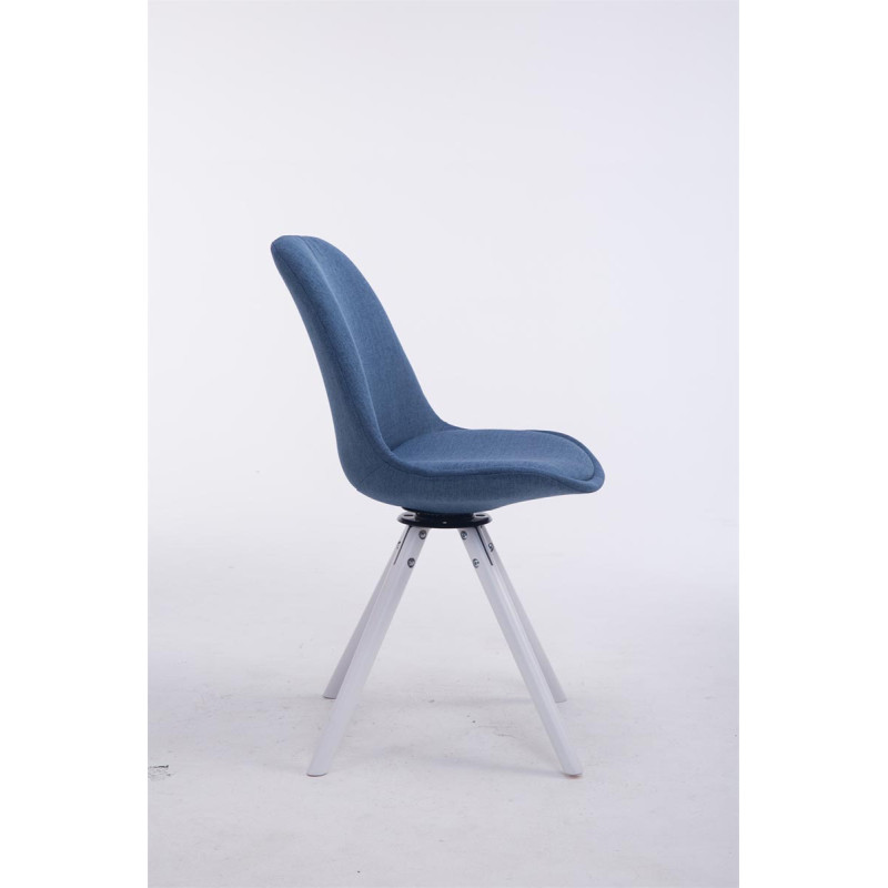 Chaise visiteur Troyes pivotante en tissu blanc ronde | bleu
