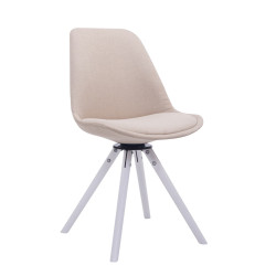 Chaise visiteur Troyes pivotante en tissu blanc ronde | crème