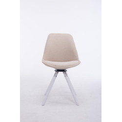 Chaise visiteur Troyes pivotante en tissu blanc ronde | crème