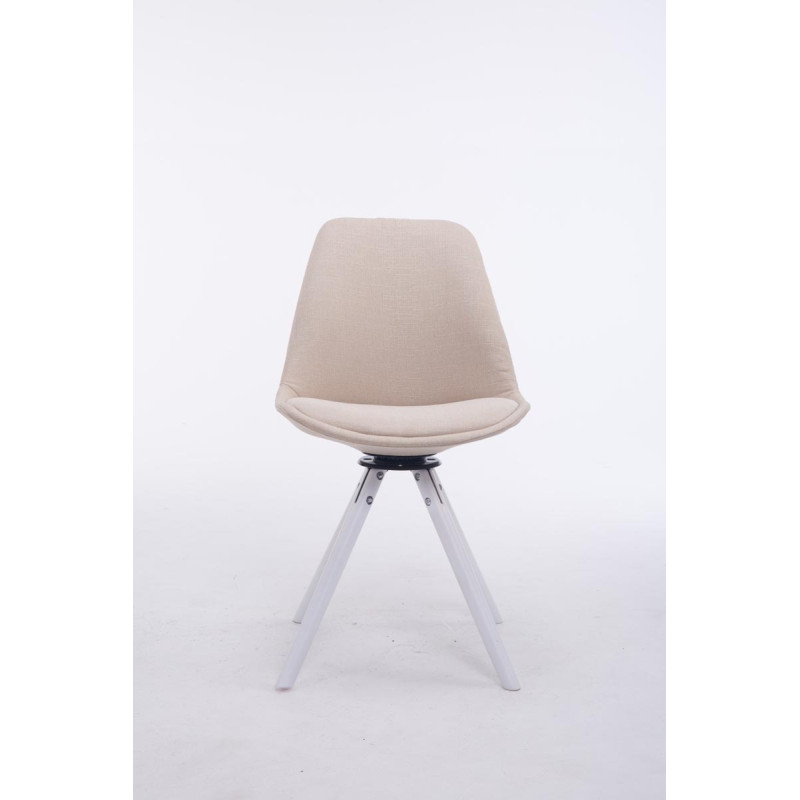 Chaise visiteur Troyes pivotante en tissu blanc ronde | crème