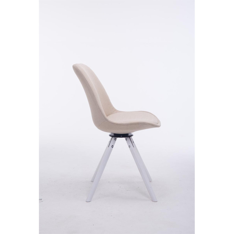 Chaise visiteur Troyes pivotante en tissu blanc ronde | crème