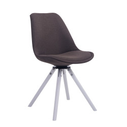 Chaise visiteur Troyes pivotante en tissu blanc ronde | gris foncé