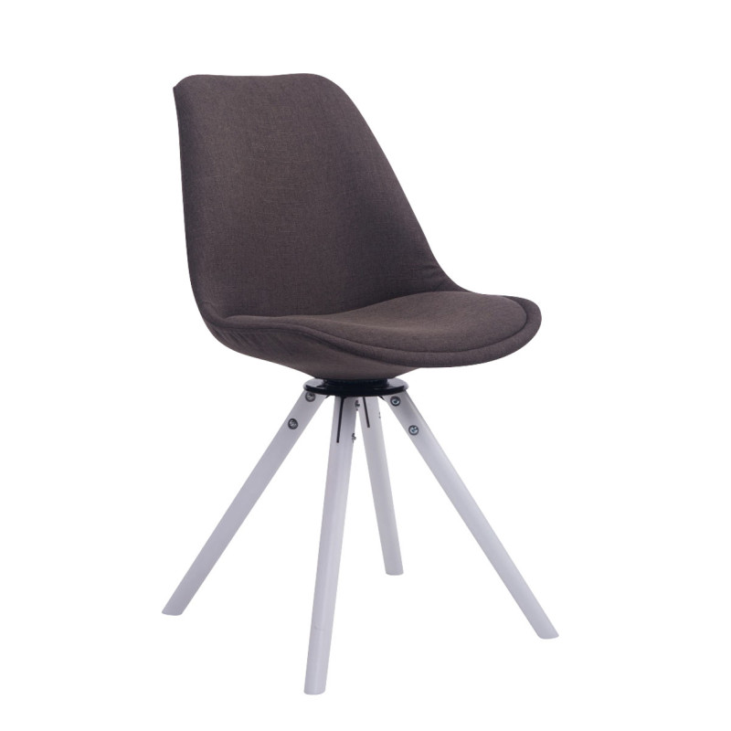 Chaise visiteur Troyes pivotante en tissu blanc ronde | gris foncé