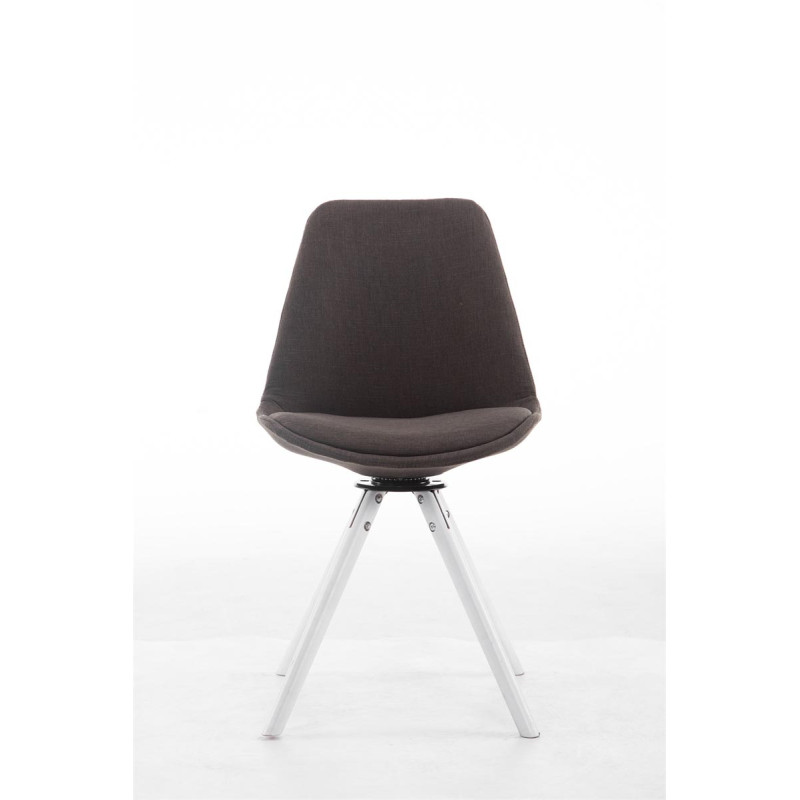 Chaise visiteur Troyes pivotante en tissu blanc ronde | gris foncé