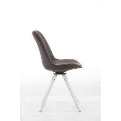 Chaise visiteur Troyes pivotante en tissu blanc ronde | gris foncé