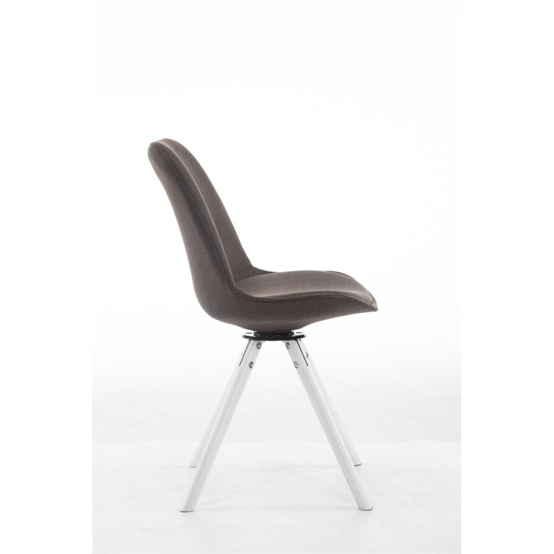 Chaise visiteur Troyes pivotante en tissu blanc ronde | gris foncé