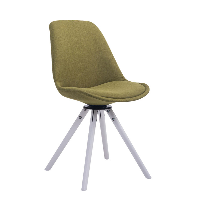 Chaise visiteur Troyes pivotante en tissu blanc ronde | vert