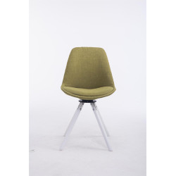 Chaise visiteur Troyes pivotante en tissu blanc ronde | vert