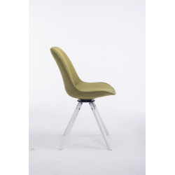 Chaise visiteur Troyes pivotante en tissu blanc ronde | vert