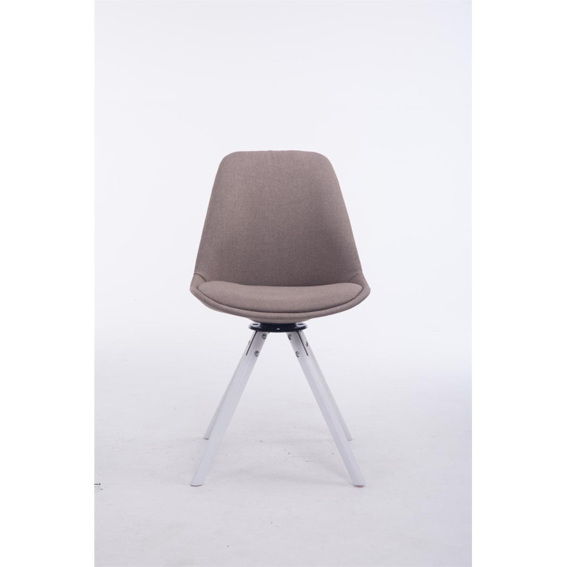 Chaise visiteur Troyes pivotante en tissu blanc ronde | taupe
