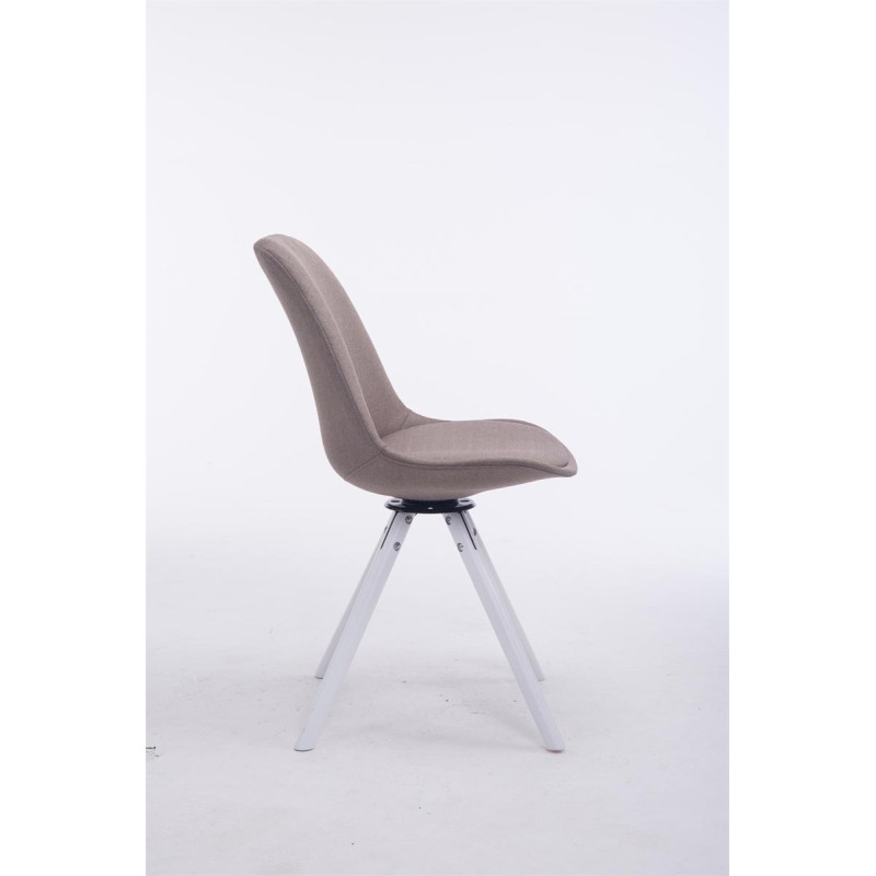 Chaise visiteur Troyes pivotante en tissu blanc ronde | taupe
